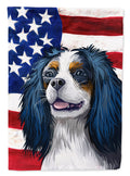 King Charles Spaniel American Flag House Flag 28x40 Porch Sleeve Pole Decorative Outside Yard Banner Artwork Wall Hanging, Polyester
