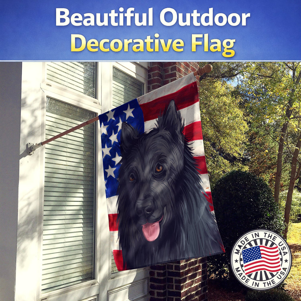 King Shepherd American Flag House Flag 28x40 Porch Sleeve Pole Decorative Outside Yard Banner Artwork Wall Hanging, Polyester