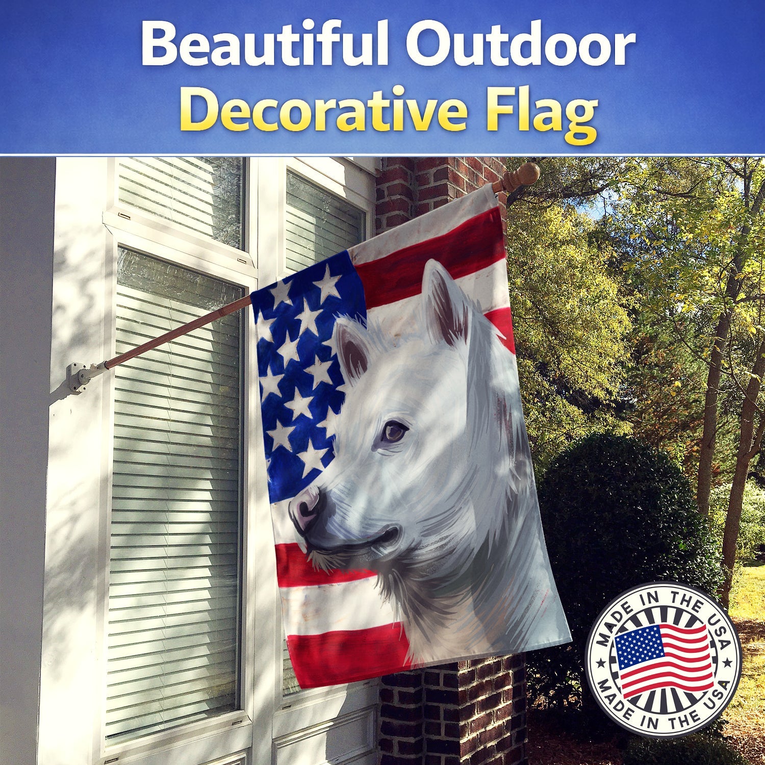 Kishu Ken American Flag House Flag 28x40 Porch Sleeve Pole Decorative Outside Yard Banner Artwork Wall Hanging, Polyester