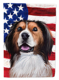 Kooikerhondje American Flag House Flag 28x40 Porch Sleeve Pole Decorative Outside Yard Banner Artwork Wall Hanging, Polyester