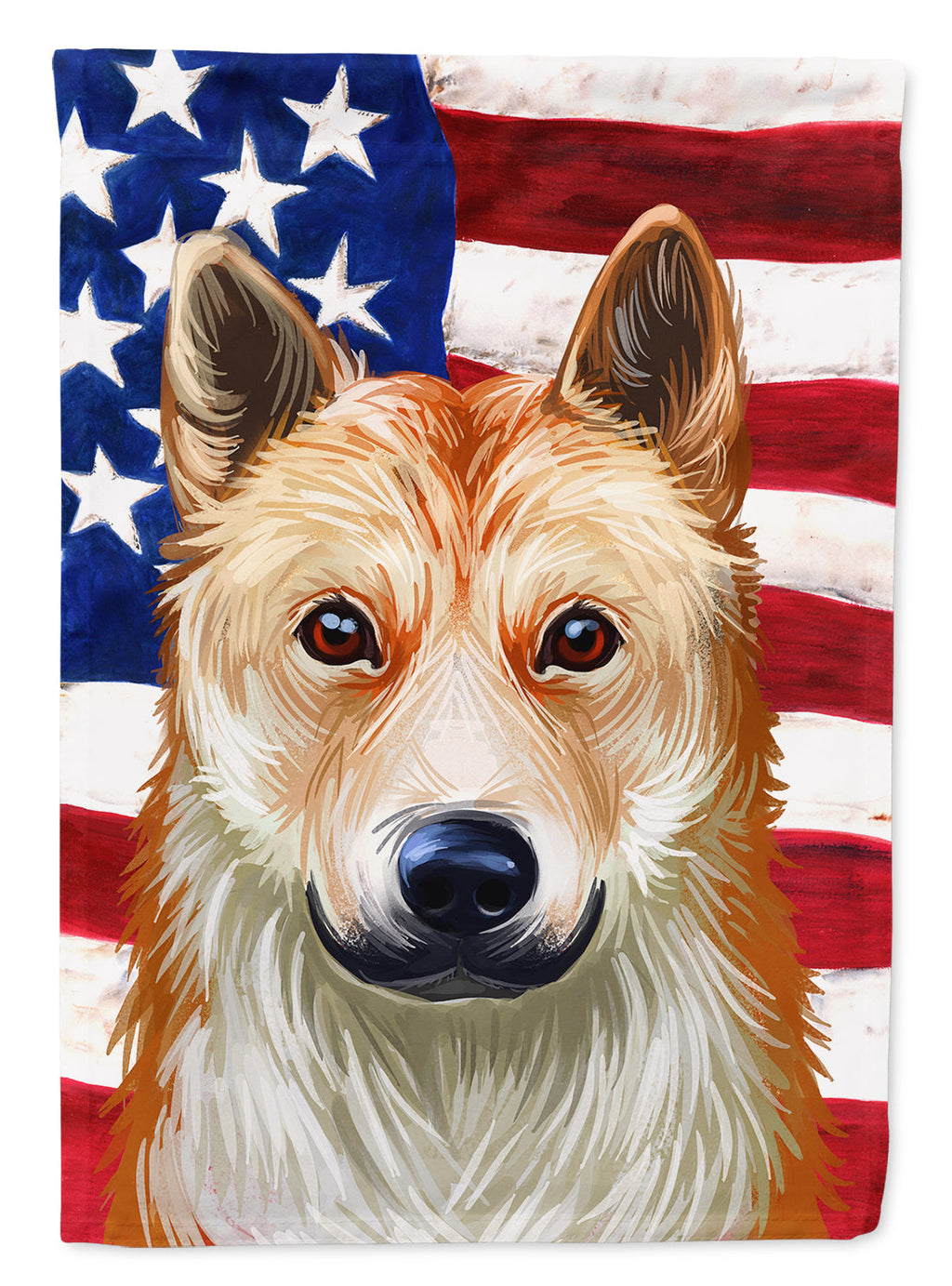 Korean Jindo American Flag House Flag 28x40 Porch Sleeve Pole Decorative Outside Yard Banner Artwork Wall Hanging, Polyester