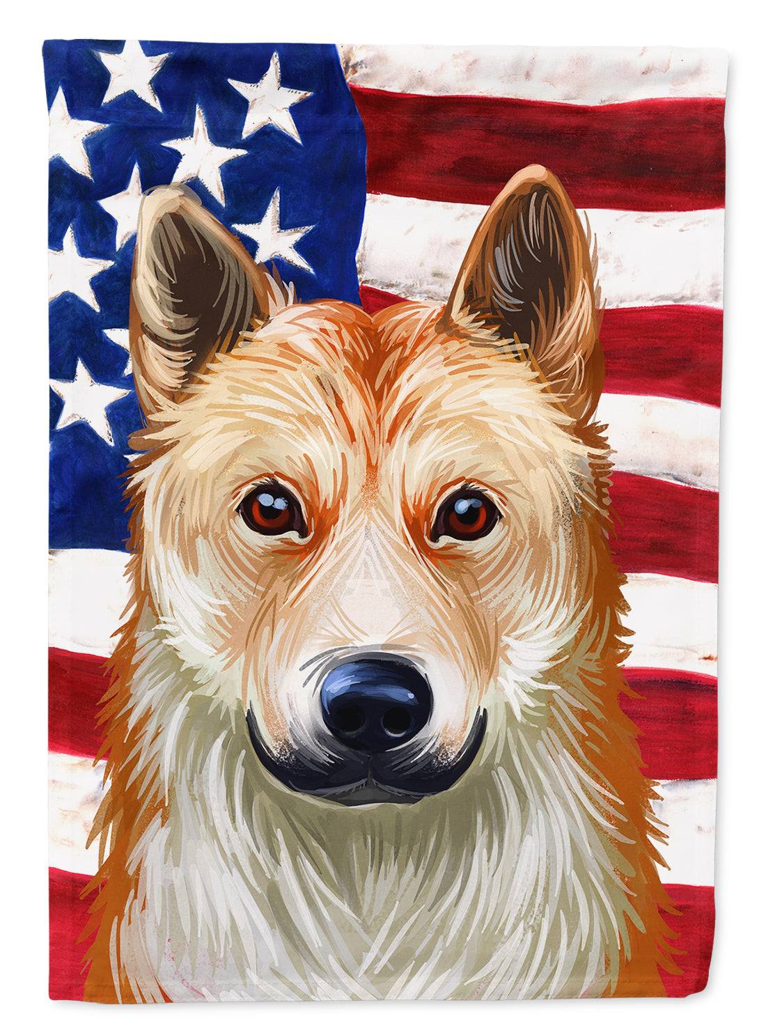 Korean Jindo American Flag House Flag 28x40 Porch Sleeve Pole Decorative Outside Yard Banner Artwork Wall Hanging, Polyester