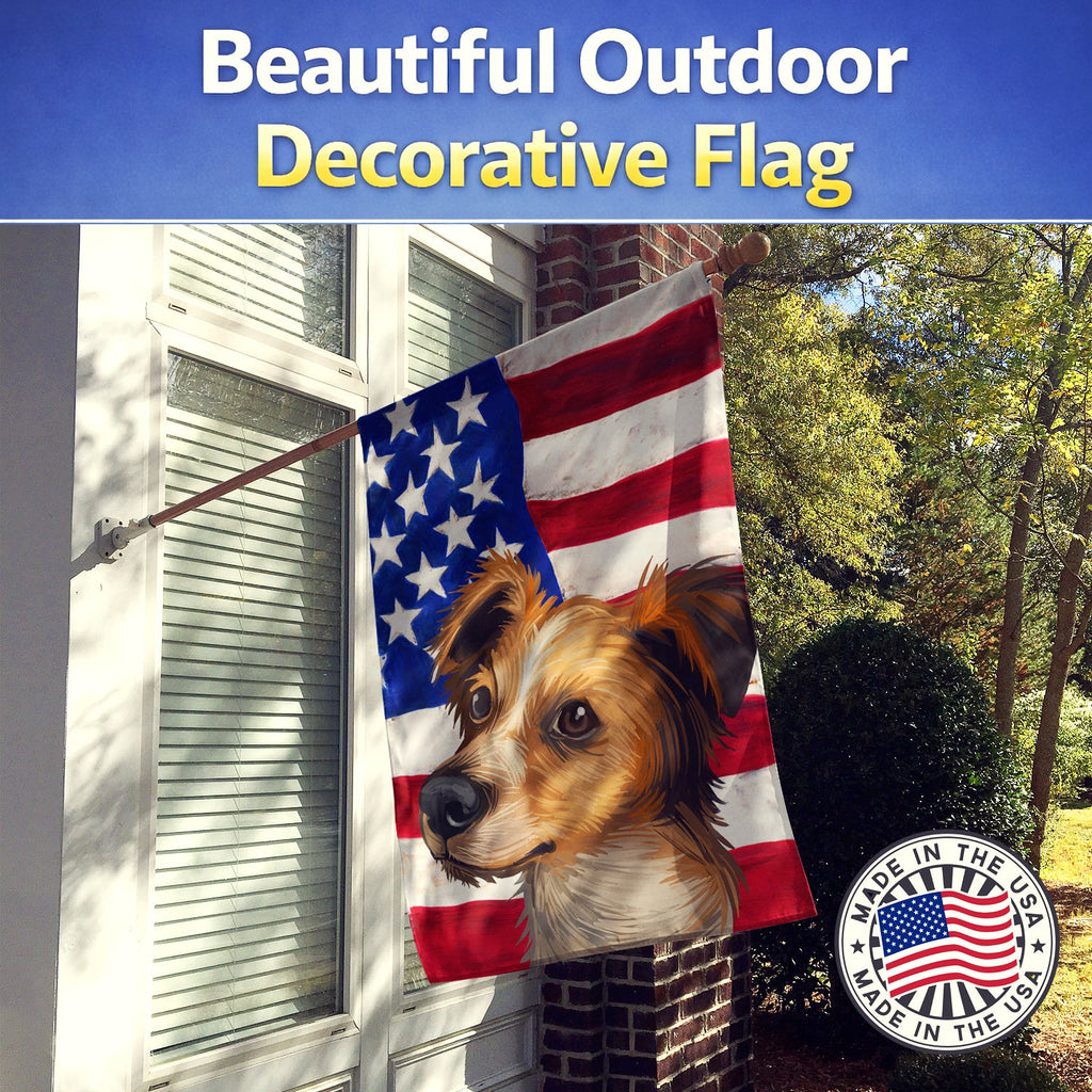 Kromfohrlander American Flag House Flag 28x40 Porch Sleeve Pole Decorative Outside Yard Banner Artwork Wall Hanging, Polyester