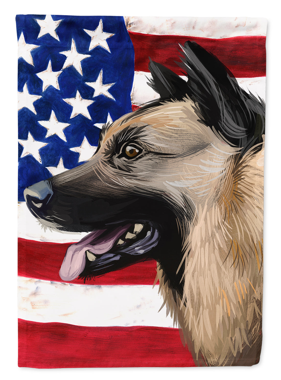 Kunming Wolfdog American Flag House Flag 28x40 Porch Sleeve Pole Decorative Outside Yard Banner Artwork Wall Hanging, Polyester
