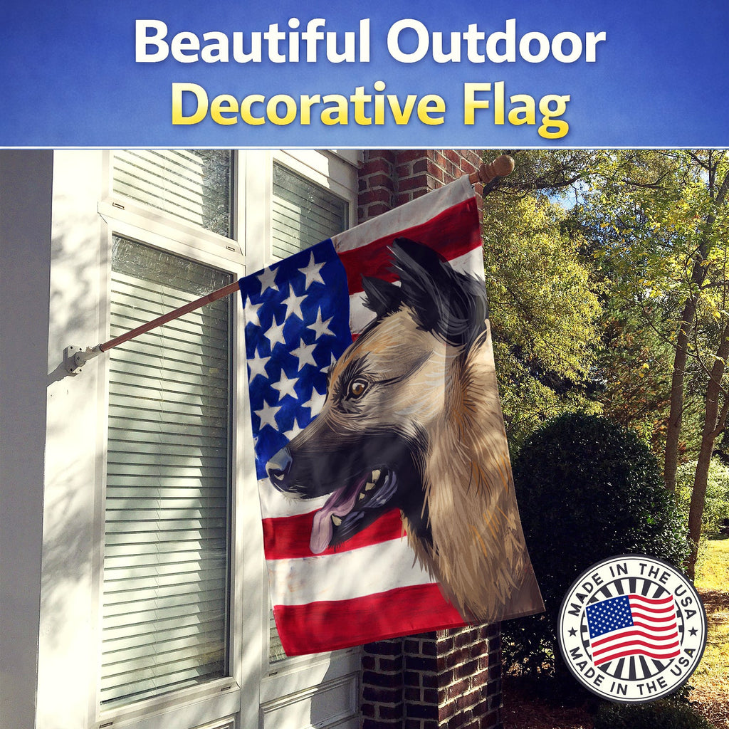 Kunming Wolfdog American Flag House Flag 28x40 Porch Sleeve Pole Decorative Outside Yard Banner Artwork Wall Hanging, Polyester