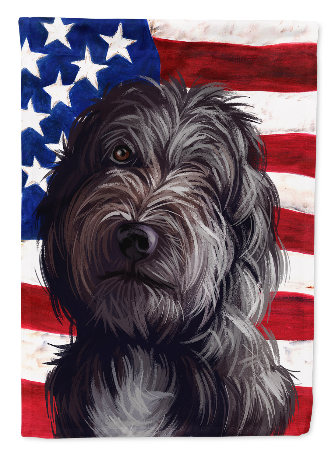 Lagotto Romagnolo American Flag House Flag 28x40 Porch Sleeve Pole Decorative Outside Yard Banner Artwork Wall Hanging, Polyester