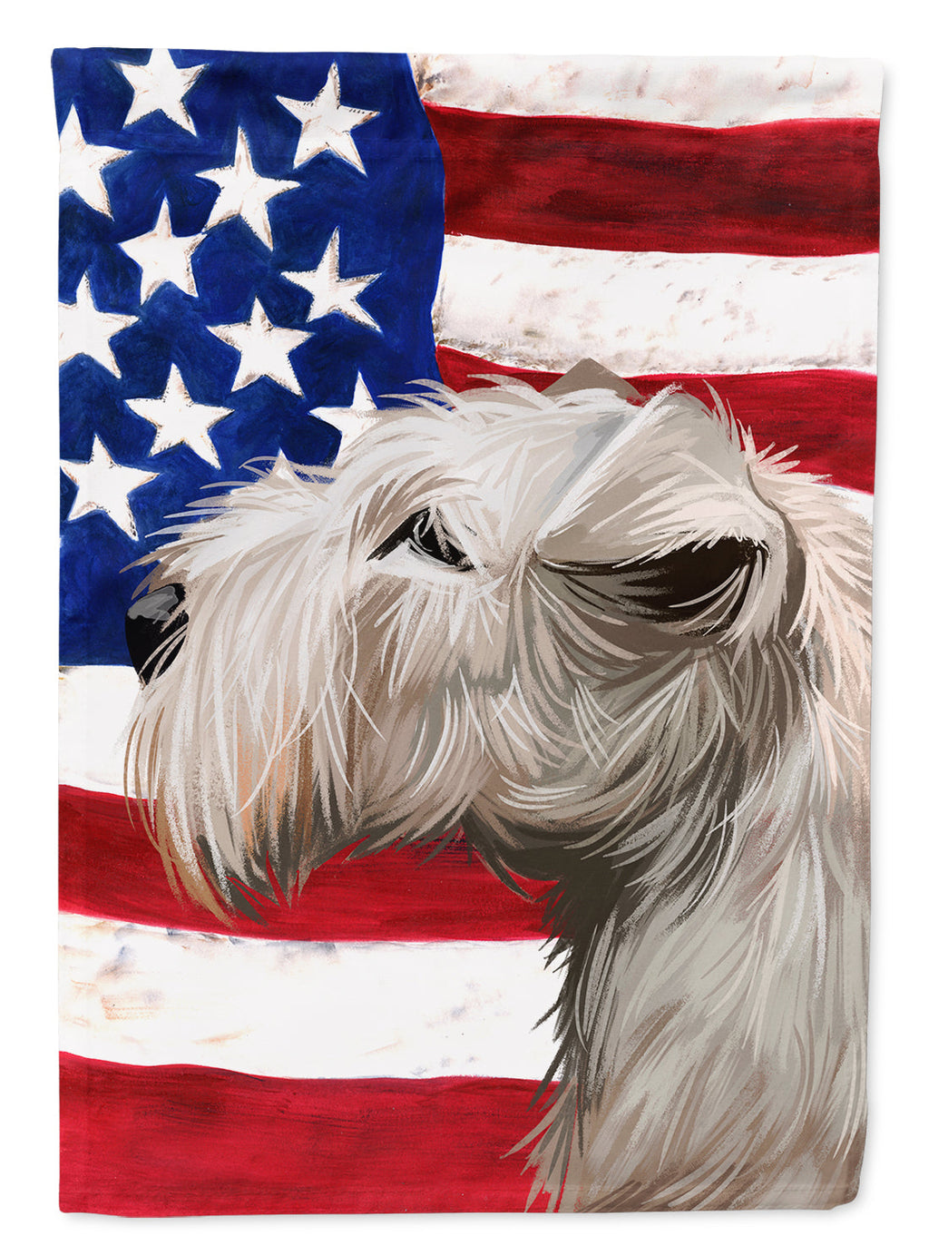 Lakeland Terrier American Flag House Flag 28x40 Porch Sleeve Pole Decorative Outside Yard Banner Artwork Wall Hanging, Polyester