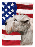 Lakeland Terrier American Flag House Flag 28x40 Porch Sleeve Pole Decorative Outside Yard Banner Artwork Wall Hanging, Polyester