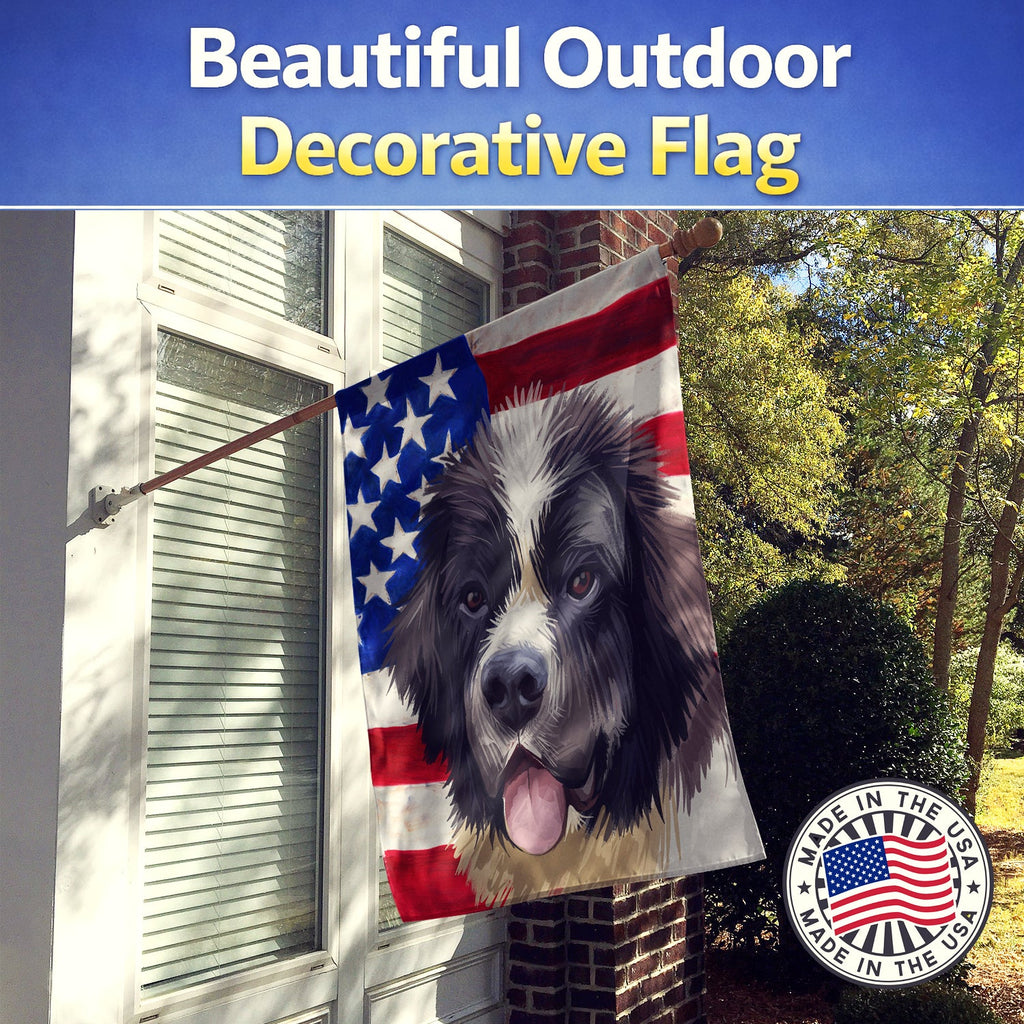 Landseer American Flag House Flag 28x40 Porch Sleeve Pole Decorative Outside Yard Banner Artwork Wall Hanging, Polyester