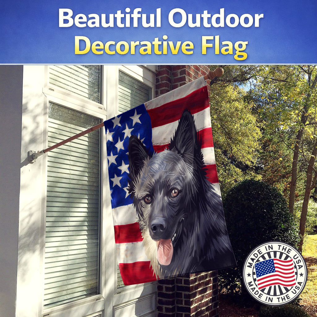 Lapponian Herder American Flag House Flag 28x40 Porch Sleeve Pole Decorative Outside Yard Banner Artwork Wall Hanging, Polyester
