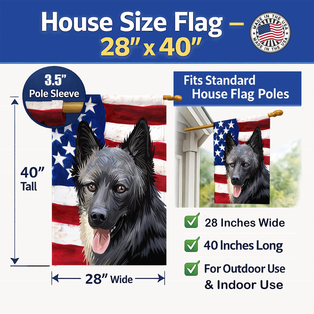 Lapponian Herder American Flag House Flag 28x40 Porch Sleeve Pole Decorative Outside Yard Banner Artwork Wall Hanging, Polyester