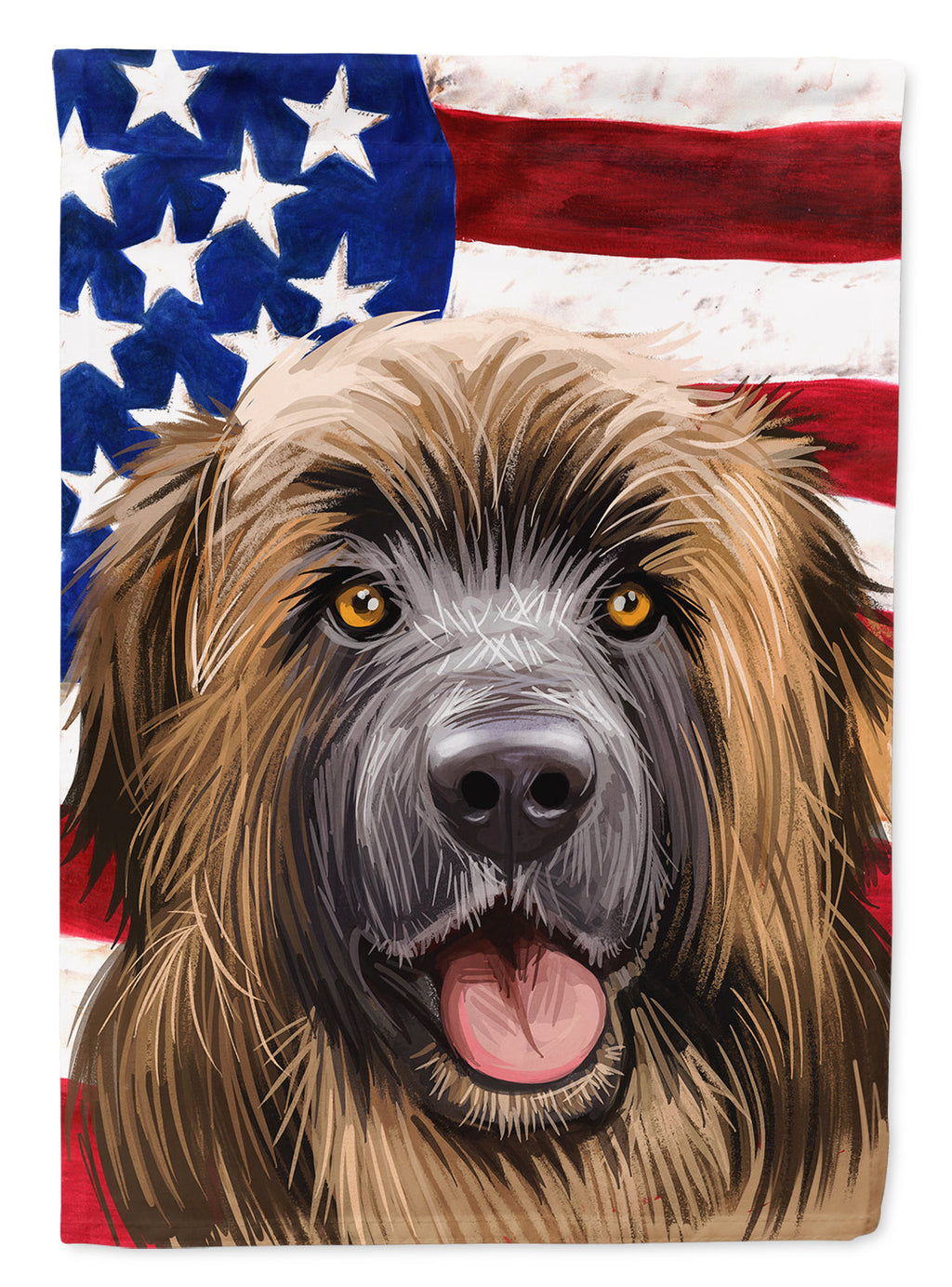 Leonberger American Flag House Flag 28x40 Porch Sleeve Pole Decorative Outside Yard Banner Artwork Wall Hanging, Polyester
