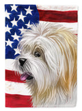 Lhasa Apso American Flag House Flag 28x40 Porch Sleeve Pole Decorative Outside Yard Banner Artwork Wall Hanging, Polyester