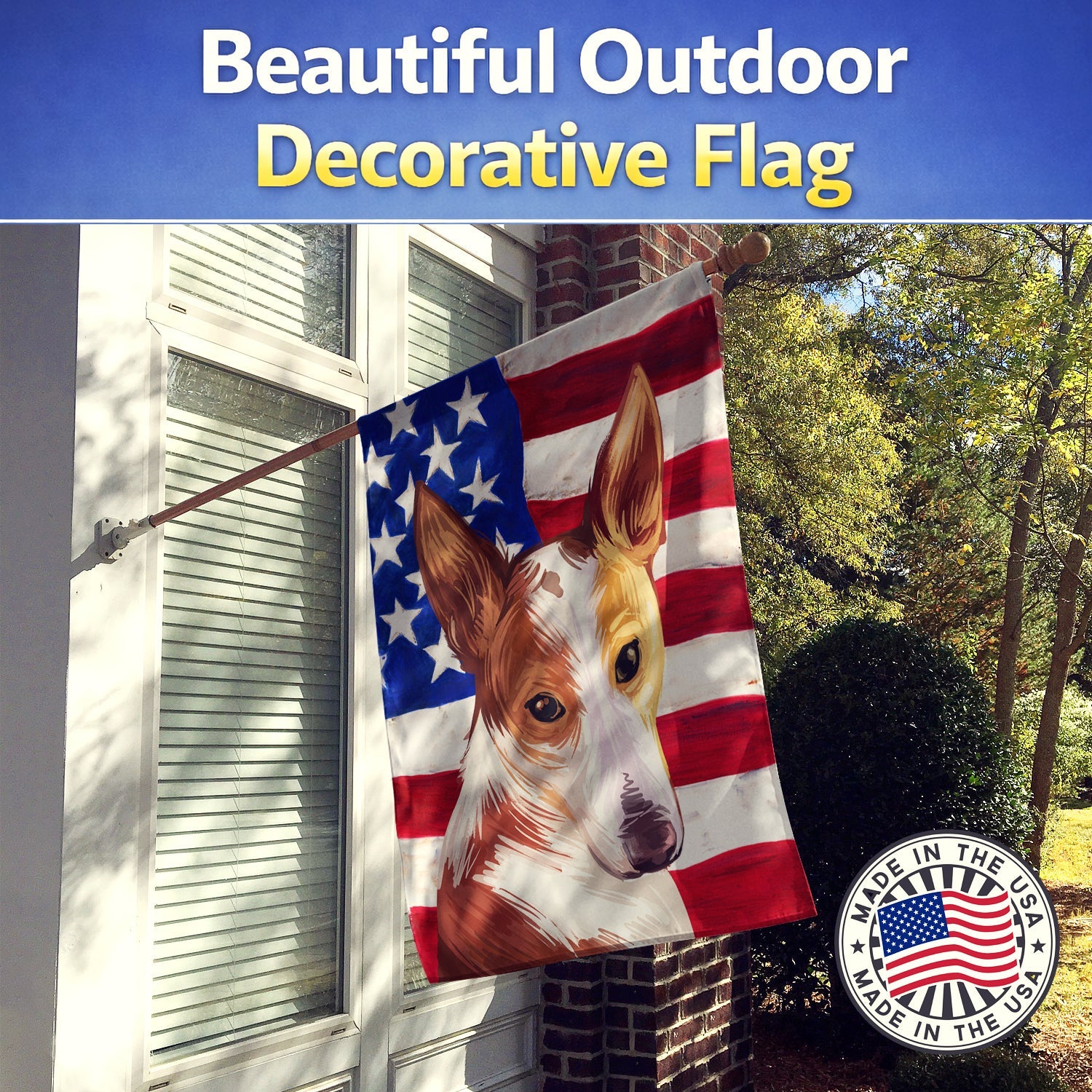 Majorca Ratter American Flag House Flag 28x40 Porch Sleeve Pole Decorative Outside Yard Banner Artwork Wall Hanging, Polyester