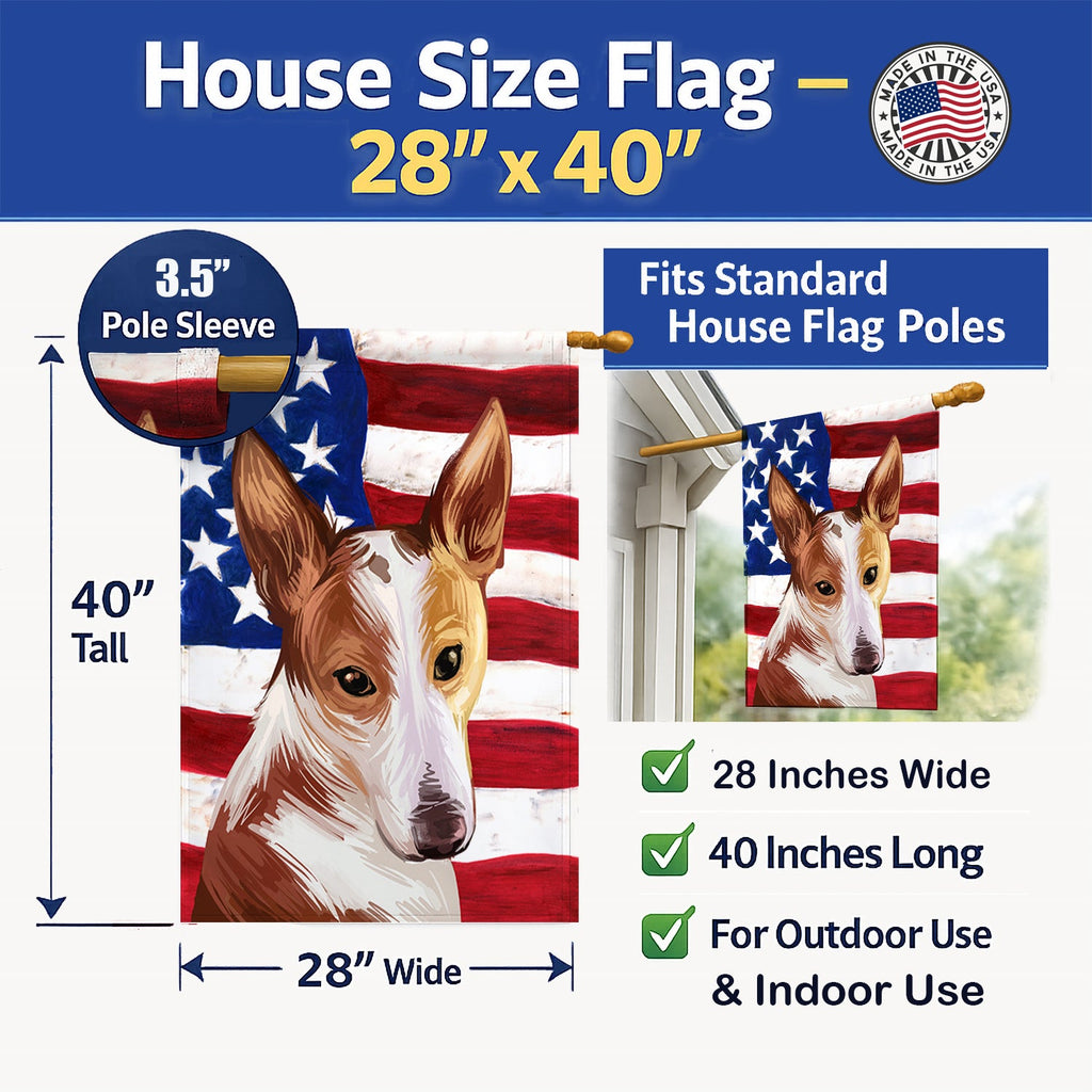Majorca Ratter American Flag House Flag 28x40 Porch Sleeve Pole Decorative Outside Yard Banner Artwork Wall Hanging, Polyester