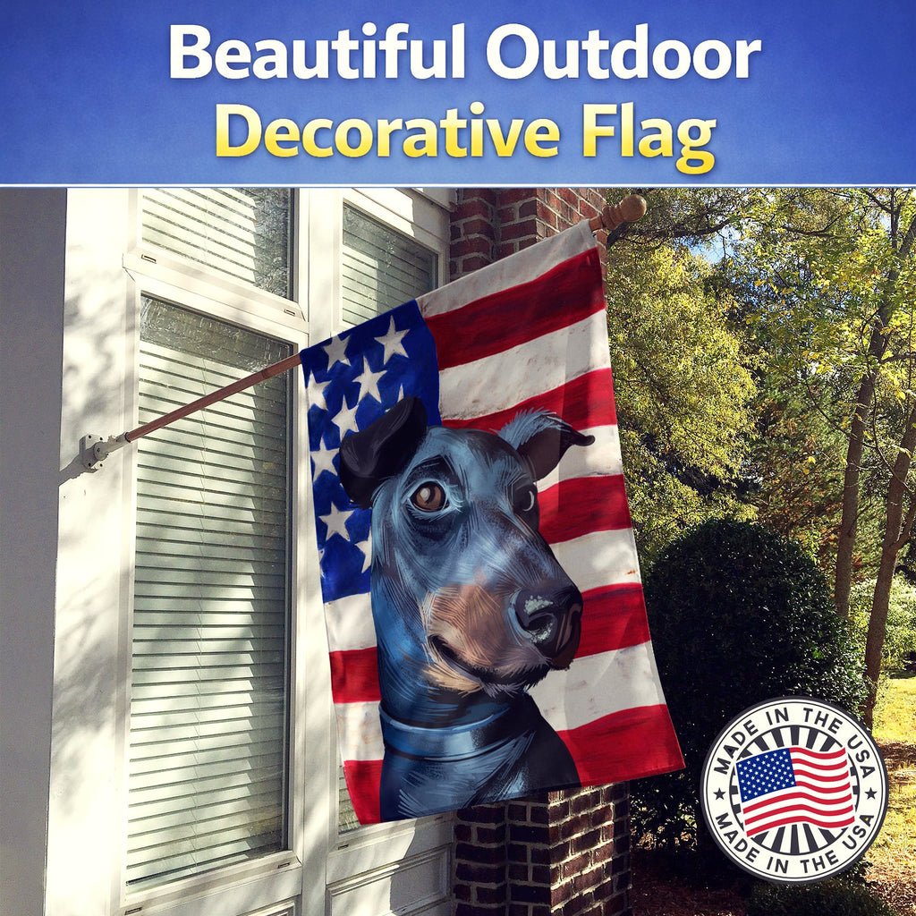 Manchester Terrier American Flag House Flag 28x40 Porch Sleeve Pole Decorative Outside Yard Banner Artwork Wall Hanging, Polyester