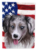 Miniature American Shepherd American Flag House Flag 28x40 Porch Sleeve Pole Decorative Outside Yard Banner Artwork Wall Hanging, Polyester