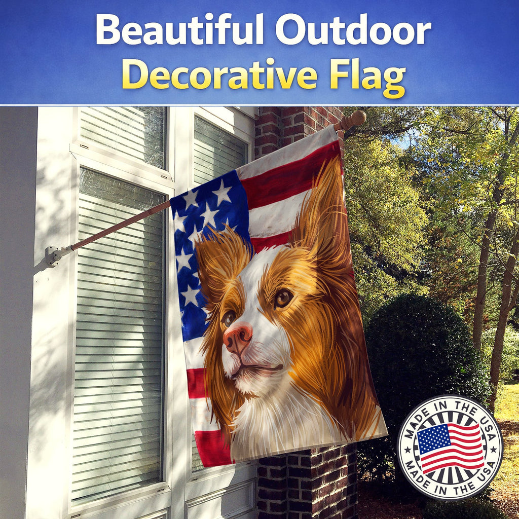 Miniature Australian Shepherd American Flag House Flag 28x40 Porch Sleeve Pole Decorative Outside Yard Banner Artwork Wall Hanging, Polyester