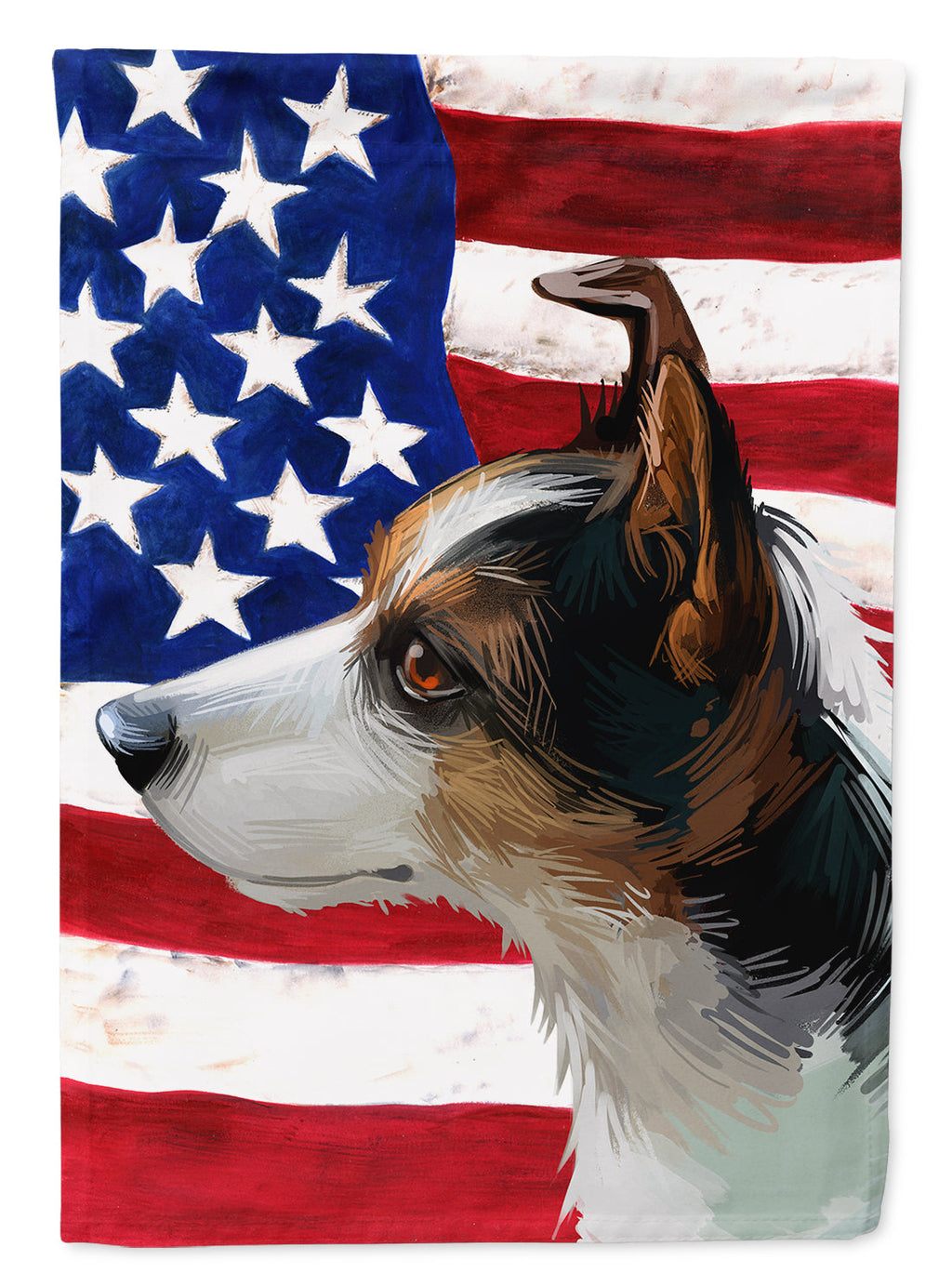 Miniature Fox Terrier Dog American Flag House Flag 28x40 Porch Sleeve Pole Decorative Outside Yard Banner Artwork Wall Hanging, Polyester
