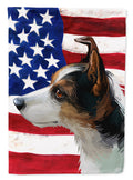 Miniature Fox Terrier Dog American Flag House Flag 28x40 Porch Sleeve Pole Decorative Outside Yard Banner Artwork Wall Hanging, Polyester