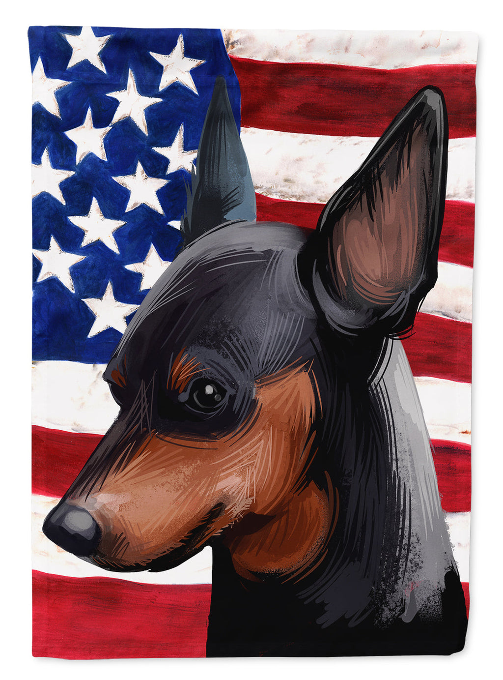Miniature Pinscher Dog American Flag House Flag 28x40 Porch Sleeve Pole Decorative Outside Yard Banner Artwork Wall Hanging, Polyester