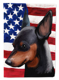 Miniature Pinscher Dog American Flag House Flag 28x40 Porch Sleeve Pole Decorative Outside Yard Banner Artwork Wall Hanging, Polyester