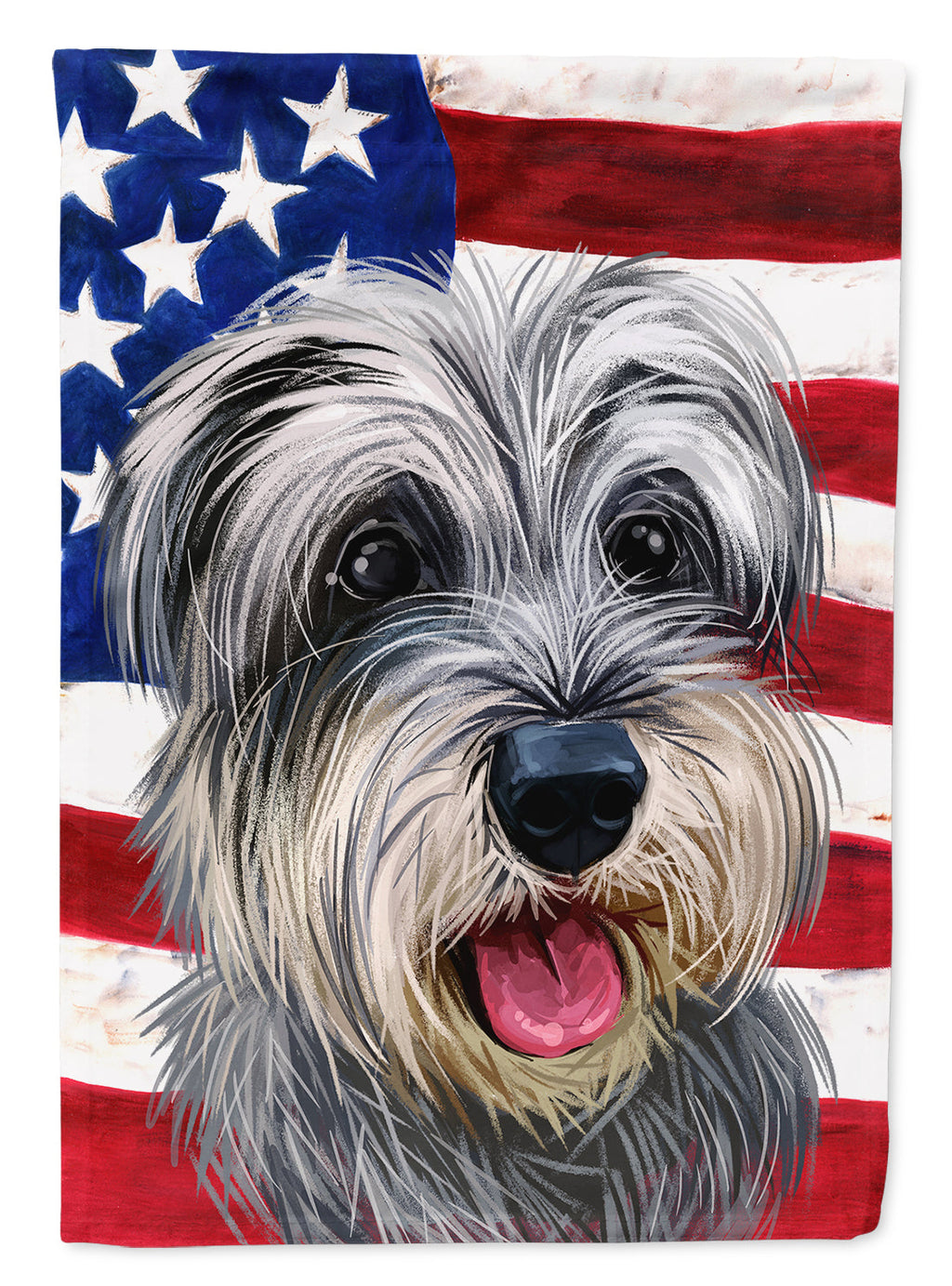 Miniature Schnauzer Dog American Flag House Flag 28x40 Porch Sleeve Pole Decorative Outside Yard Banner Artwork Wall Hanging, Polyester