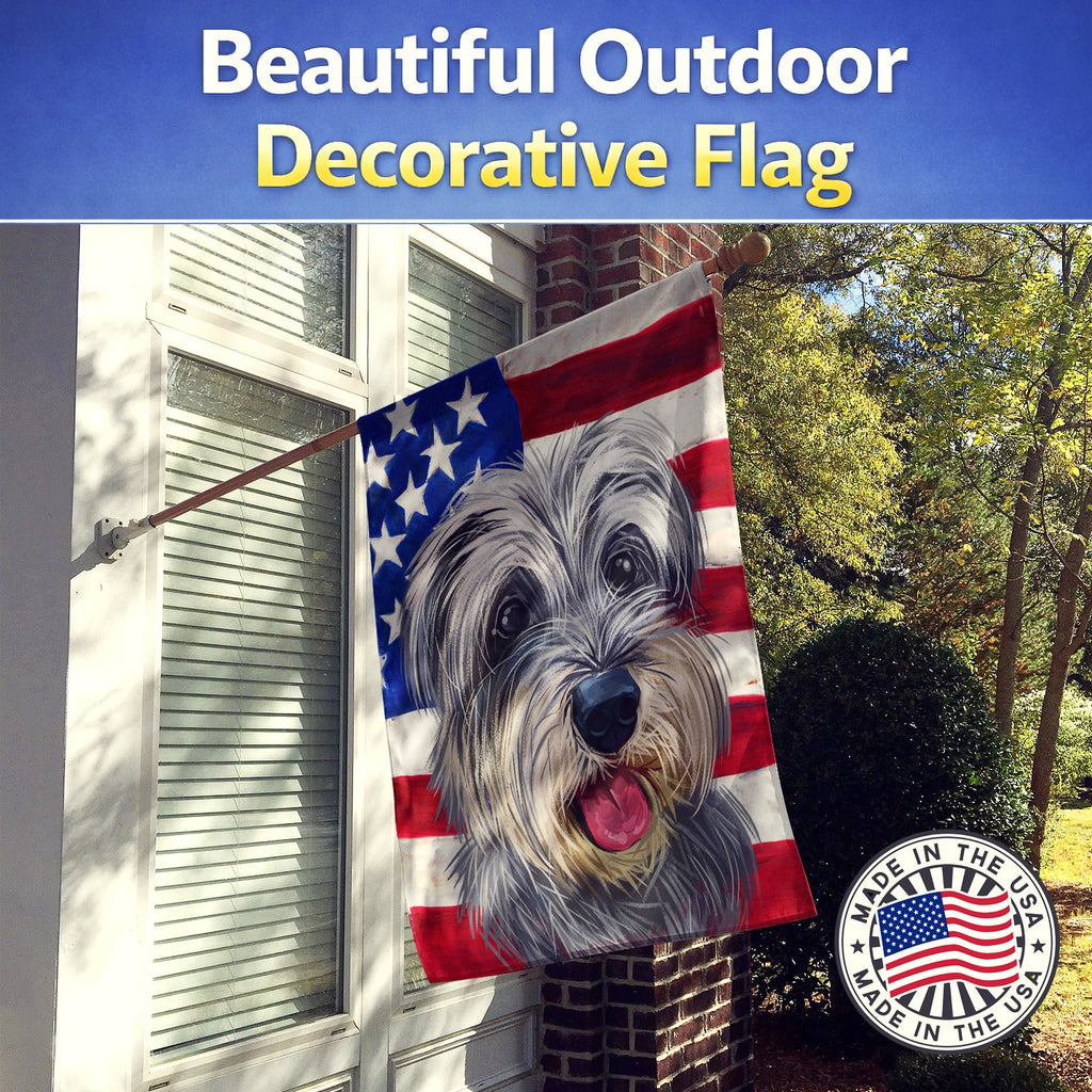 Miniature Schnauzer Dog American Flag House Flag 28x40 Porch Sleeve Pole Decorative Outside Yard Banner Artwork Wall Hanging, Polyester