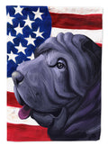 Miniature Shar Pei Dog American Flag House Flag 28x40 Porch Sleeve Pole Decorative Outside Yard Banner Artwork Wall Hanging, Polyester