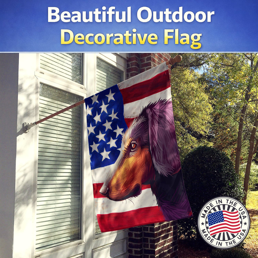 Montenegrin Mountain Hound American Flag House Flag 28x40 Porch Sleeve Pole Decorative Outside Yard Banner Artwork Wall Hanging, Polyester