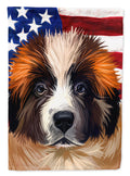 Moscow Watchdog Dog American Flag House Flag 28x40 Porch Sleeve Pole Decorative Outside Yard Banner Artwork Wall Hanging, Polyester