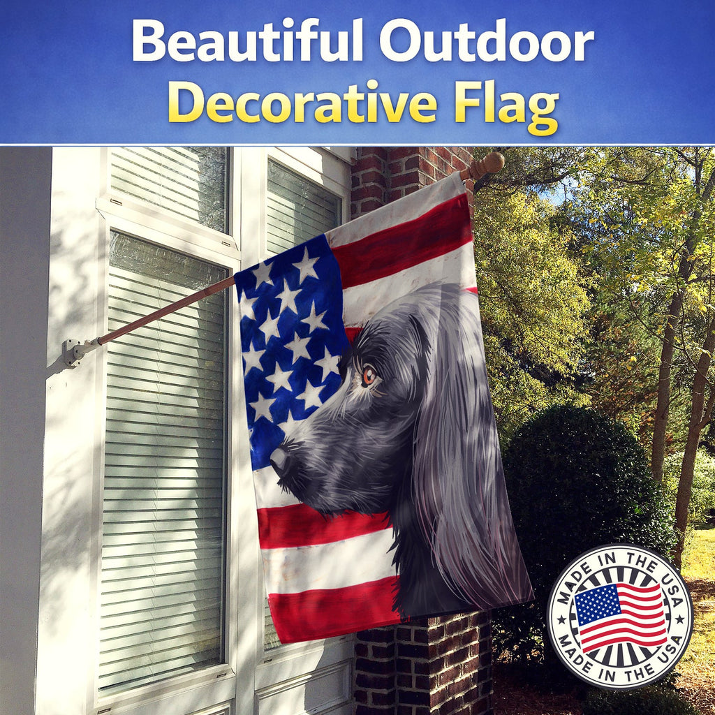 Large Munsterlander Dog American Flag House Flag 28x40 Porch Sleeve Pole Decorative Outside Yard Banner Artwork Wall Hanging, Polyester