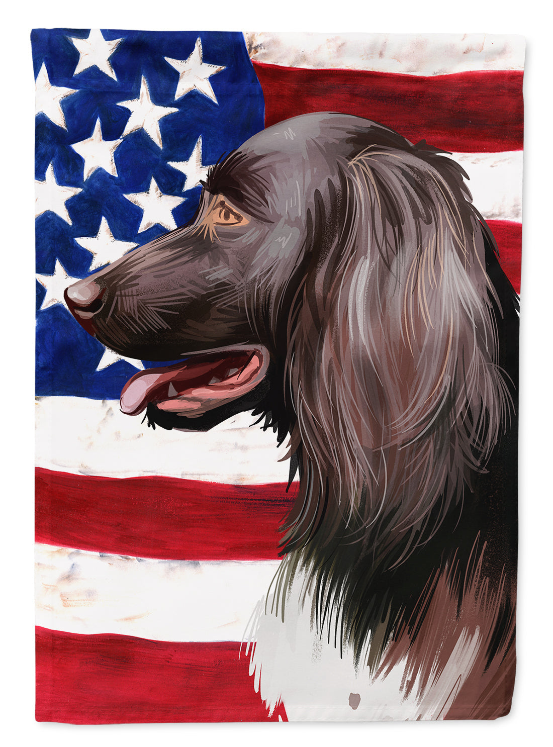 Small Munsterlander Dog American Flag House Flag 28x40 Porch Sleeve Pole Decorative Outside Yard Banner Artwork Wall Hanging, Polyester