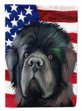 Newfoundland Dog American Flag House Flag 28x40 Porch Sleeve Pole Decorative Outside Yard Banner Artwork Wall Hanging, Polyester