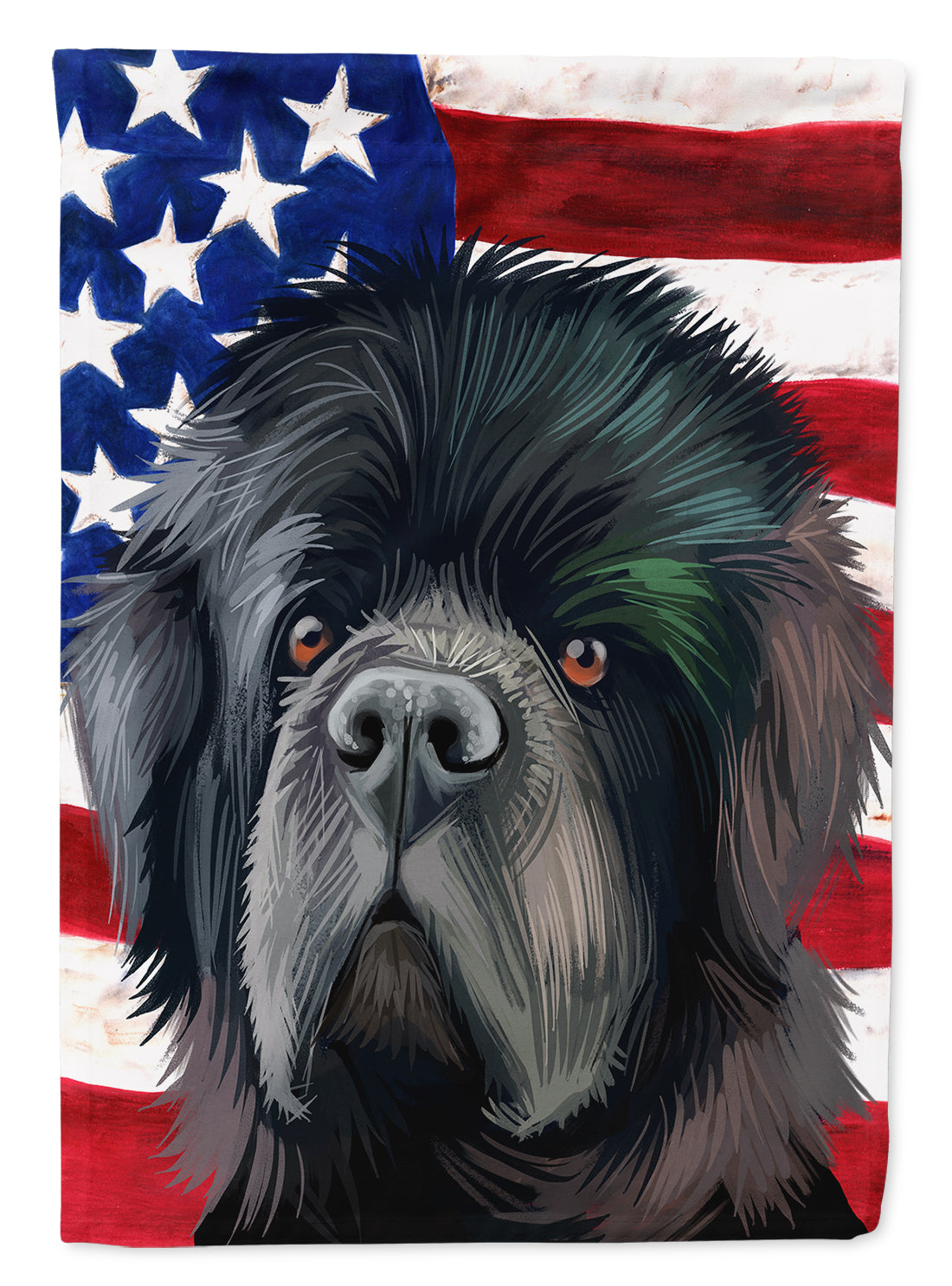 Newfoundland Dog American Flag House Flag 28x40 Porch Sleeve Pole Decorative Outside Yard Banner Artwork Wall Hanging, Polyester