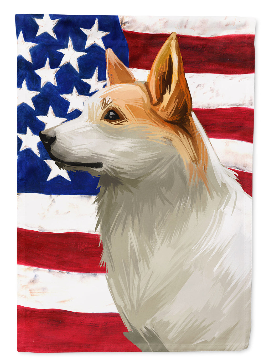 Norrbottenspets Dog American Flag House Flag 28x40 Porch Sleeve Pole Decorative Outside Yard Banner Artwork Wall Hanging, Polyester