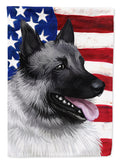 Norwegian Elkhound Dog American Flag House Flag 28x40 Porch Sleeve Pole Decorative Outside Yard Banner Artwork Wall Hanging, Polyester