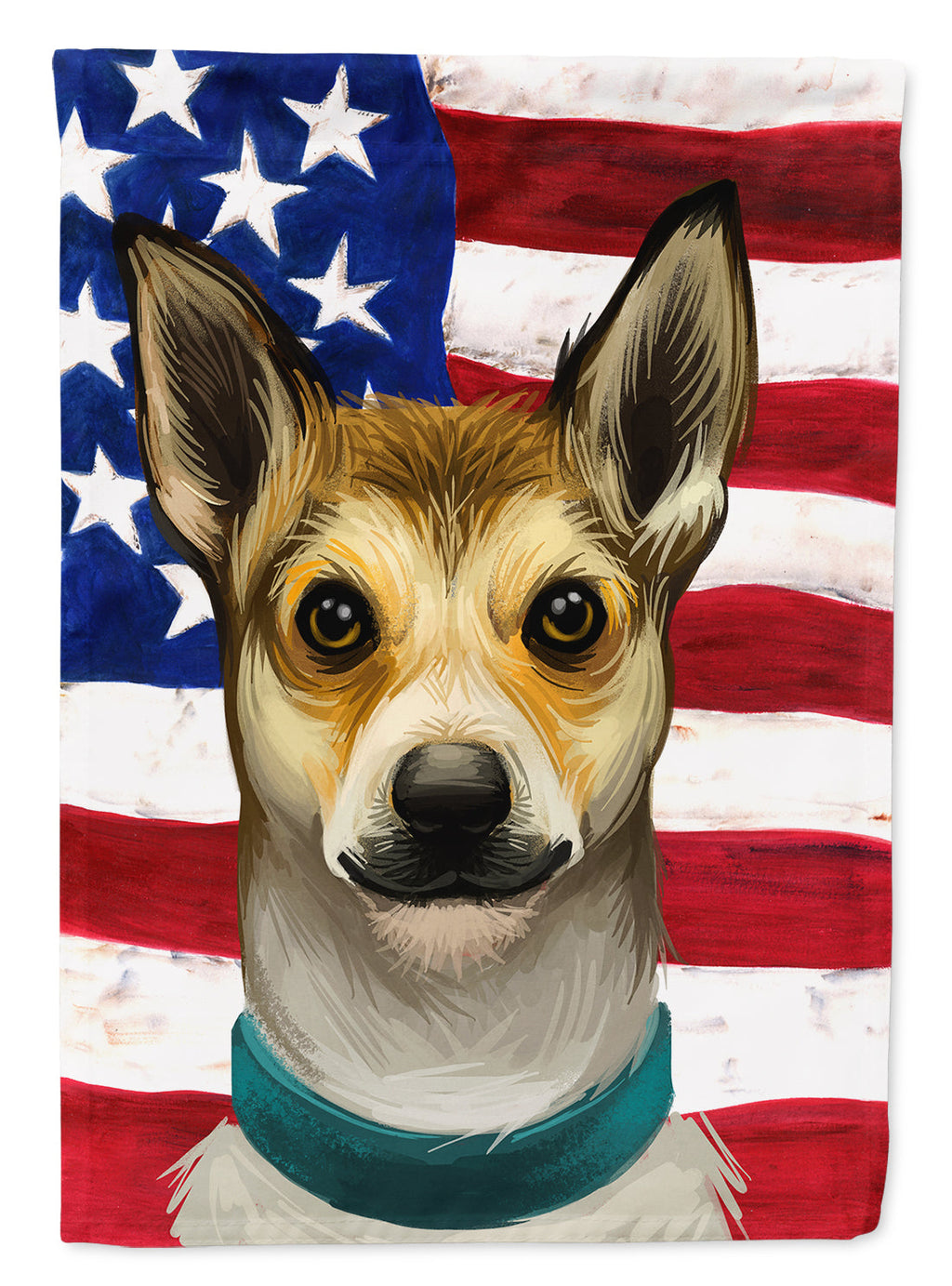Norwegian Lundehund Dog American Flag House Flag 28x40 Porch Sleeve Pole Decorative Outside Yard Banner Artwork Wall Hanging, Polyester