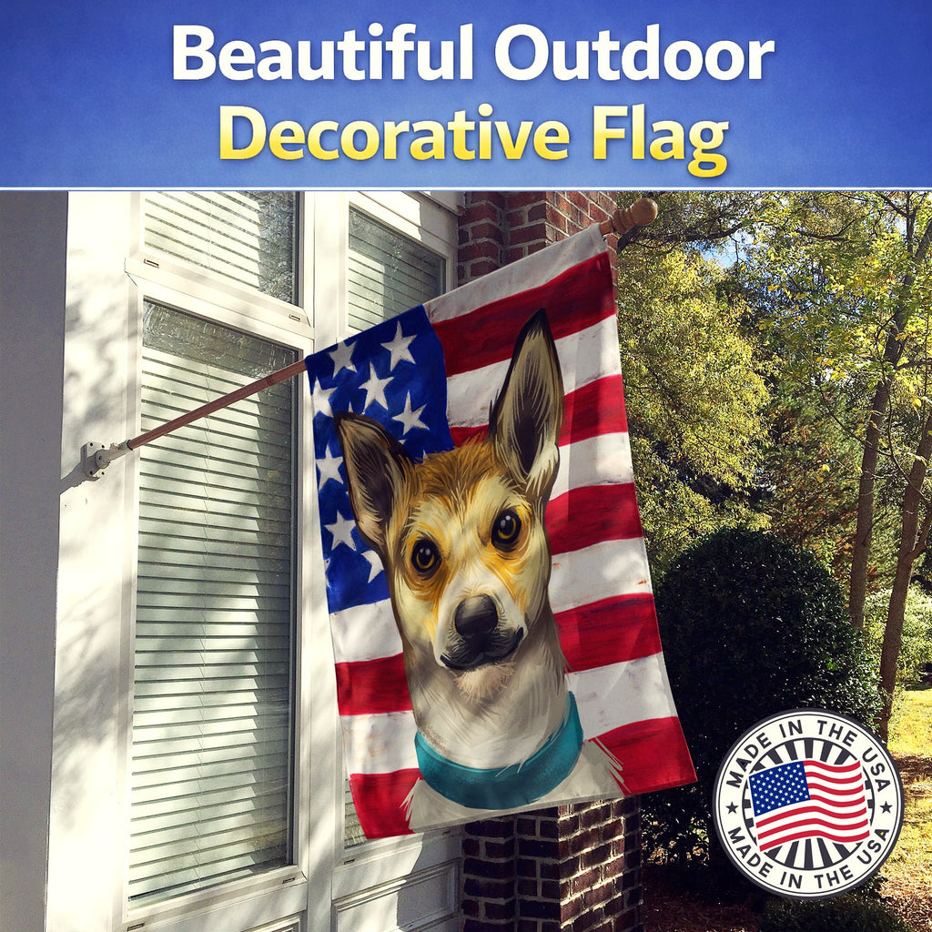 Norwegian Lundehund Dog American Flag House Flag 28x40 Porch Sleeve Pole Decorative Outside Yard Banner Artwork Wall Hanging, Polyester