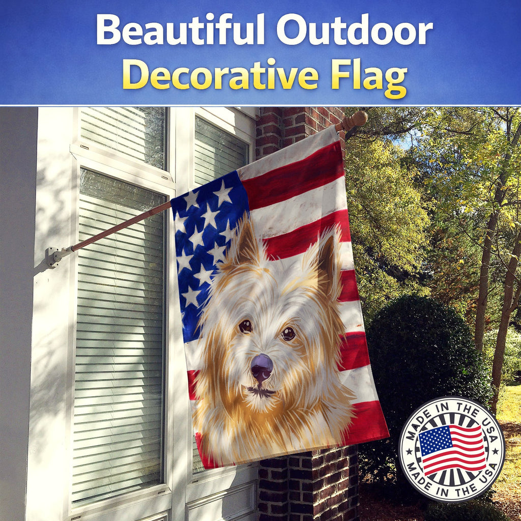 Norwich Terrier Dog American Flag House Flag 28x40 Porch Sleeve Pole Decorative Outside Yard Banner Artwork Wall Hanging, Polyester
