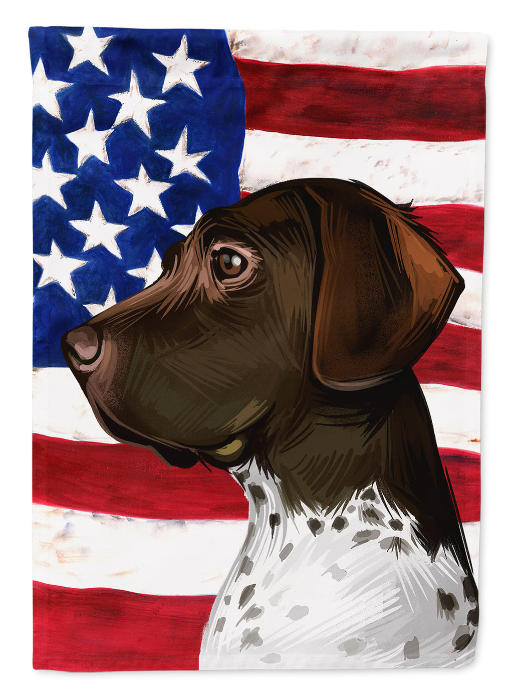 Old Danish Pointer Dog American Flag House Flag 28x40 Porch Sleeve Pole Decorative Outside Yard Banner Artwork Wall Hanging, Polyester