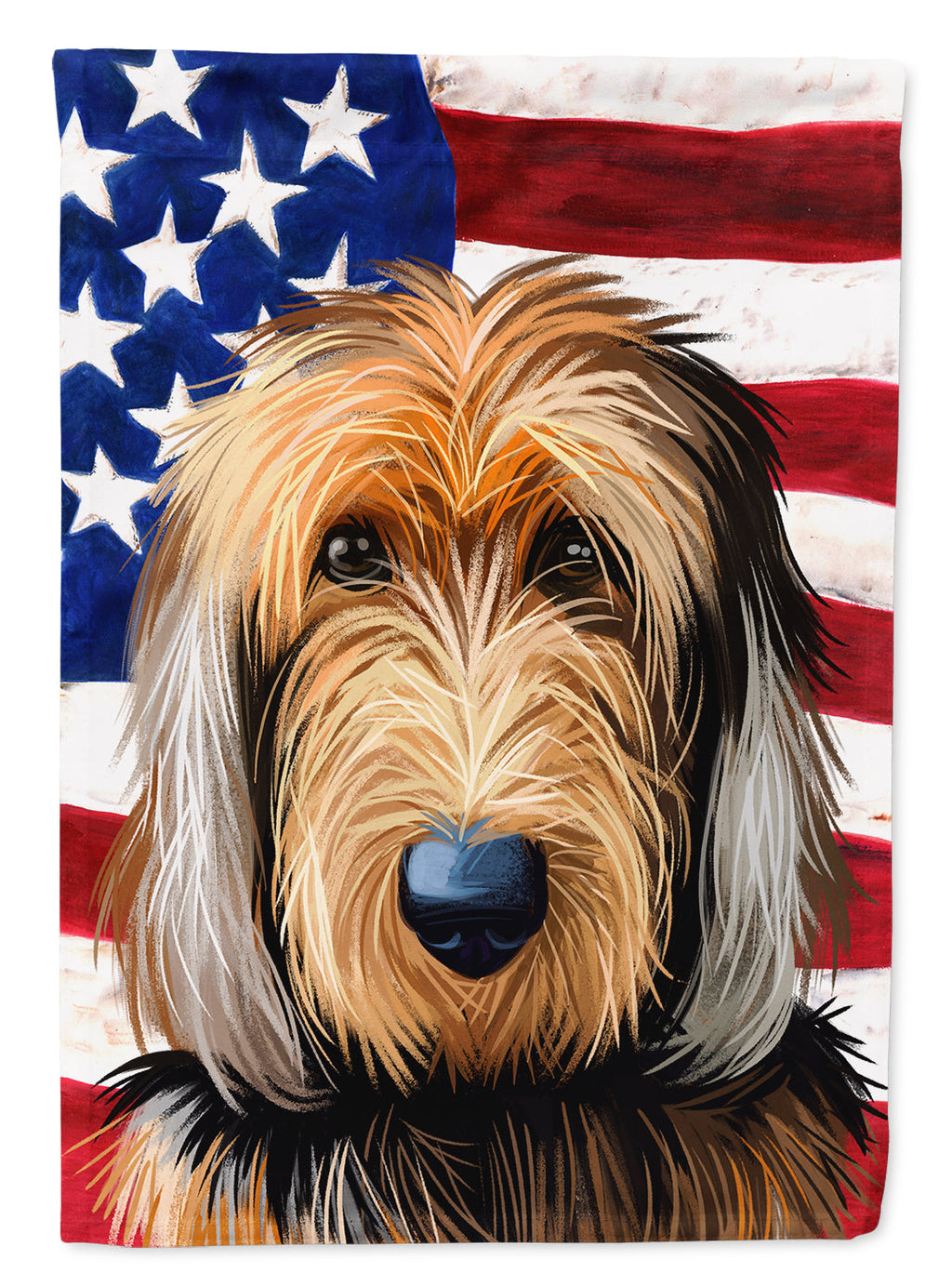 Otterhound Dog American Flag House Flag 28x40 Porch Sleeve Pole Decorative Outside Yard Banner Artwork Wall Hanging, Polyester