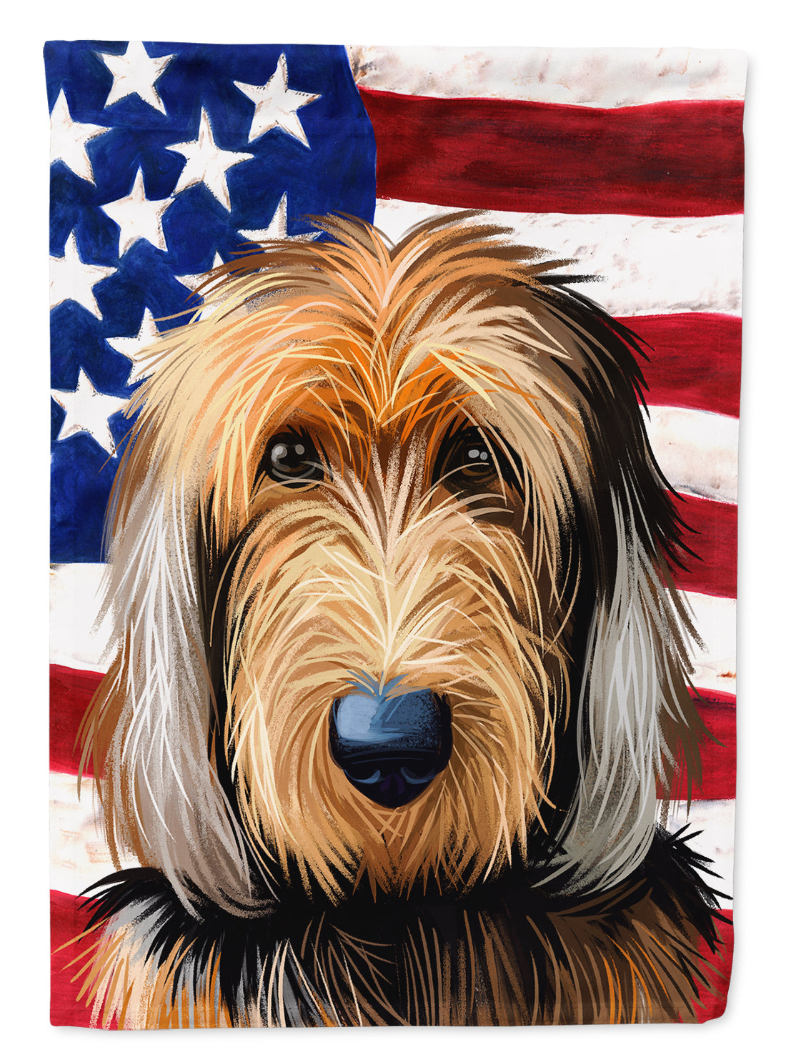 Otterhound Dog American Flag House Flag 28x40 Porch Sleeve Pole Decorative Outside Yard Banner Artwork Wall Hanging, Polyester
