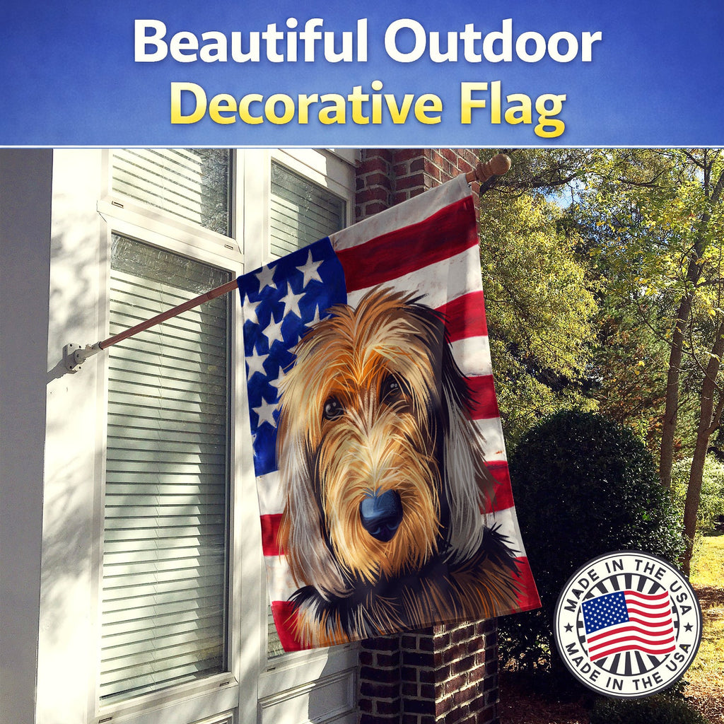 Otterhound Dog American Flag House Flag 28x40 Porch Sleeve Pole Decorative Outside Yard Banner Artwork Wall Hanging, Polyester
