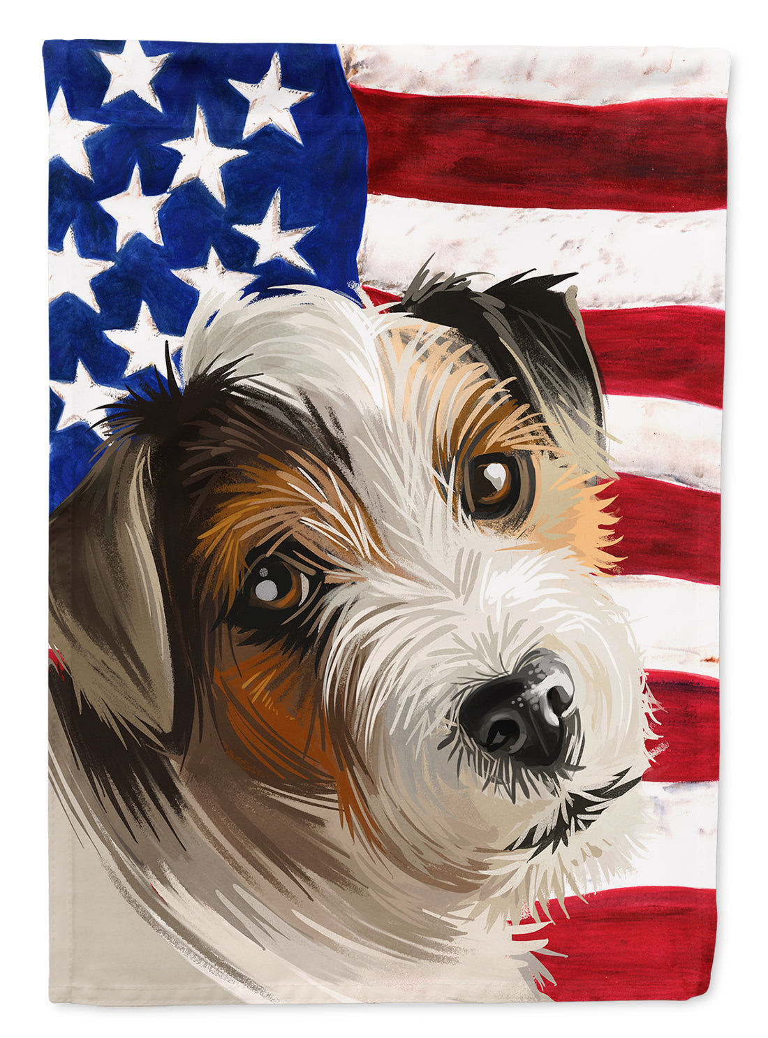 Parson Russell Terrier American Flag House Flag 28x40 Porch Sleeve Pole Decorative Outside Yard Banner Artwork Wall Hanging, Polyester