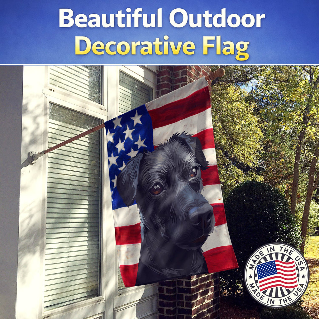 Patterdale Terrier Dog American Flag House Flag 28x40 Porch Sleeve Pole Decorative Outside Yard Banner Artwork Wall Hanging, Polyester