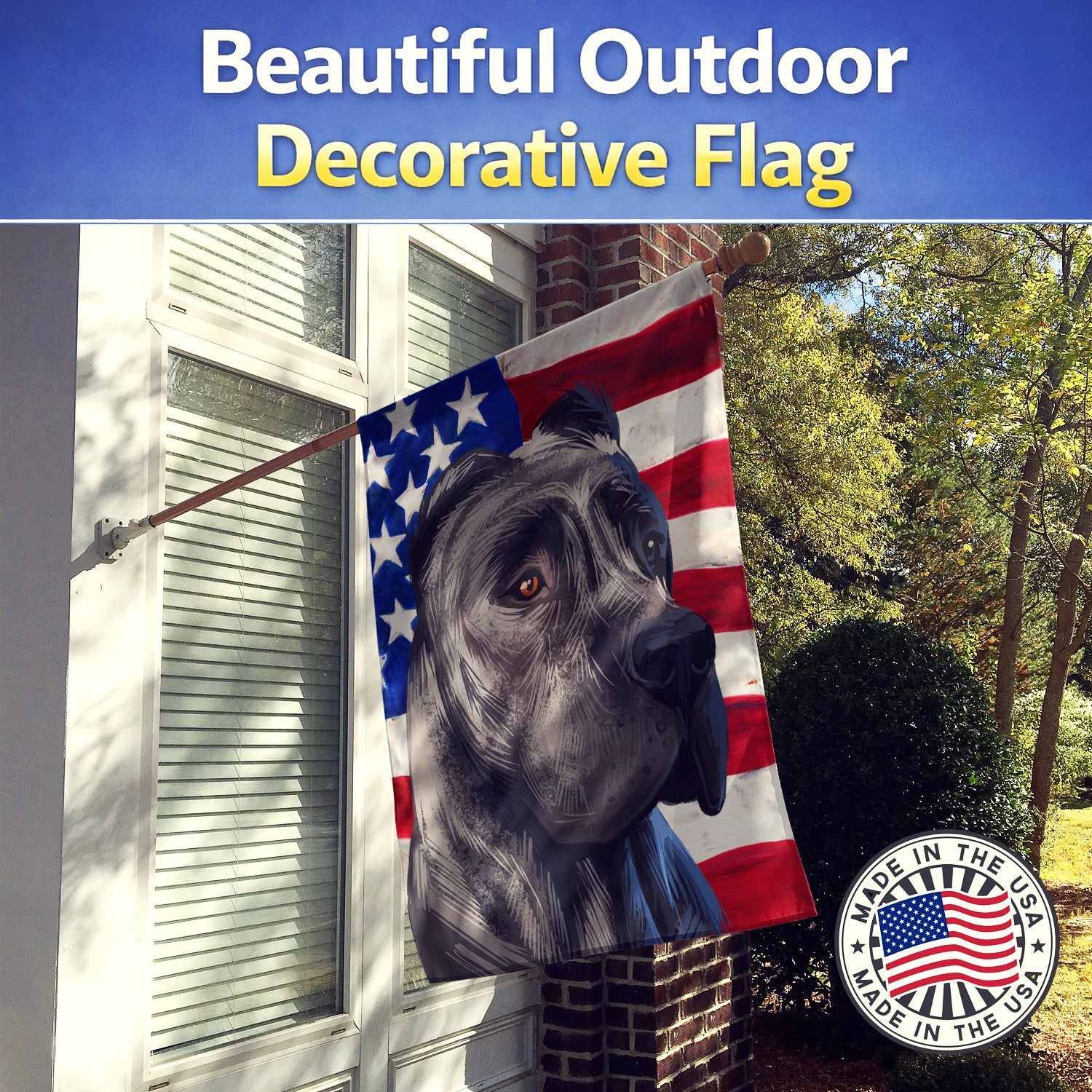 Perro de Presa Canario American Flag House Flag 28x40 Porch Sleeve Pole Decorative Outside Yard Banner Artwork Wall Hanging, Polyester