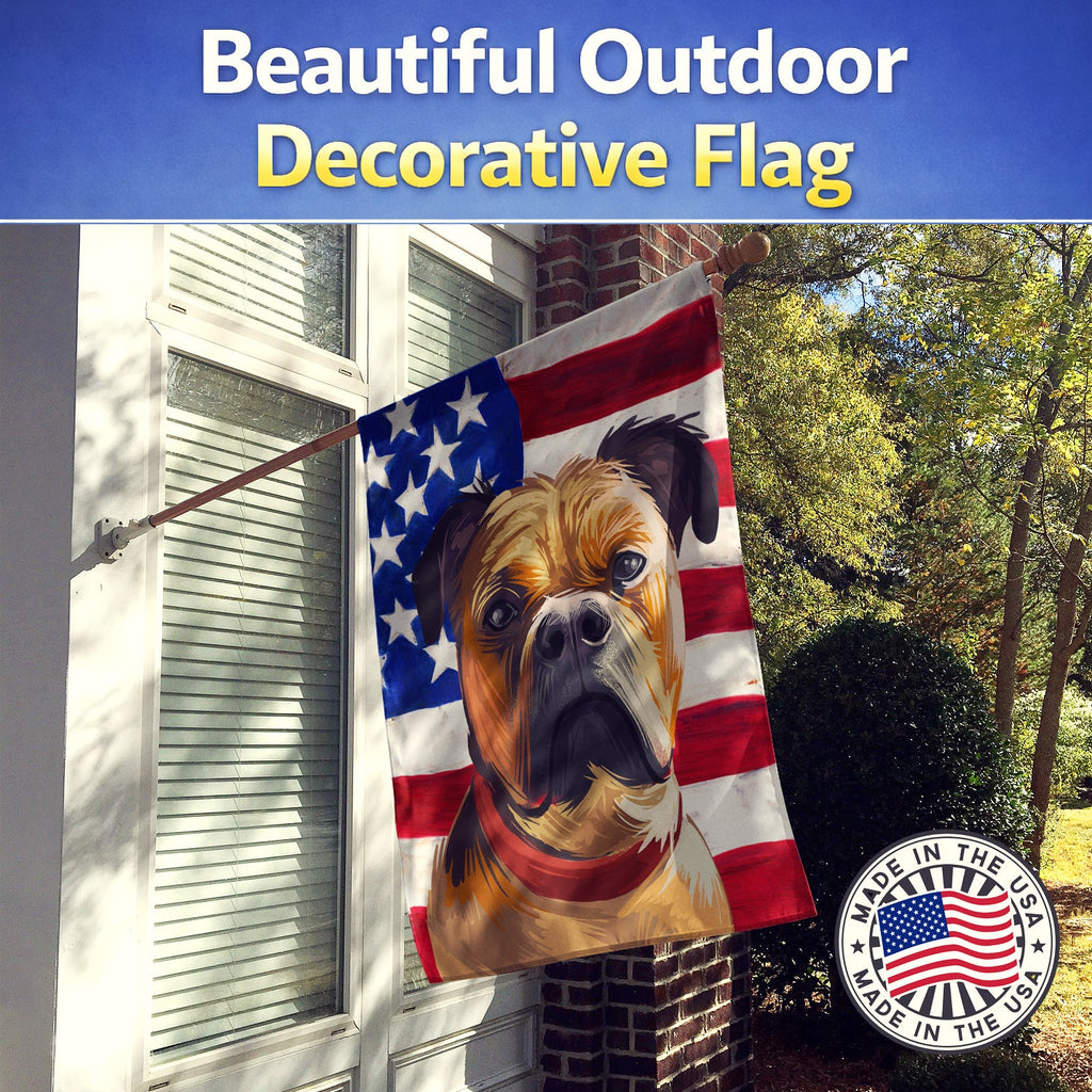 Perro de Presa Mallorquin American Flag House Flag 28x40 Porch Sleeve Pole Decorative Outside Yard Banner Artwork Wall Hanging, Polyester