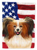 Phalene Dog American Flag House Flag 28x40 Porch Sleeve Pole Decorative Outside Yard Banner Artwork Wall Hanging, Polyester