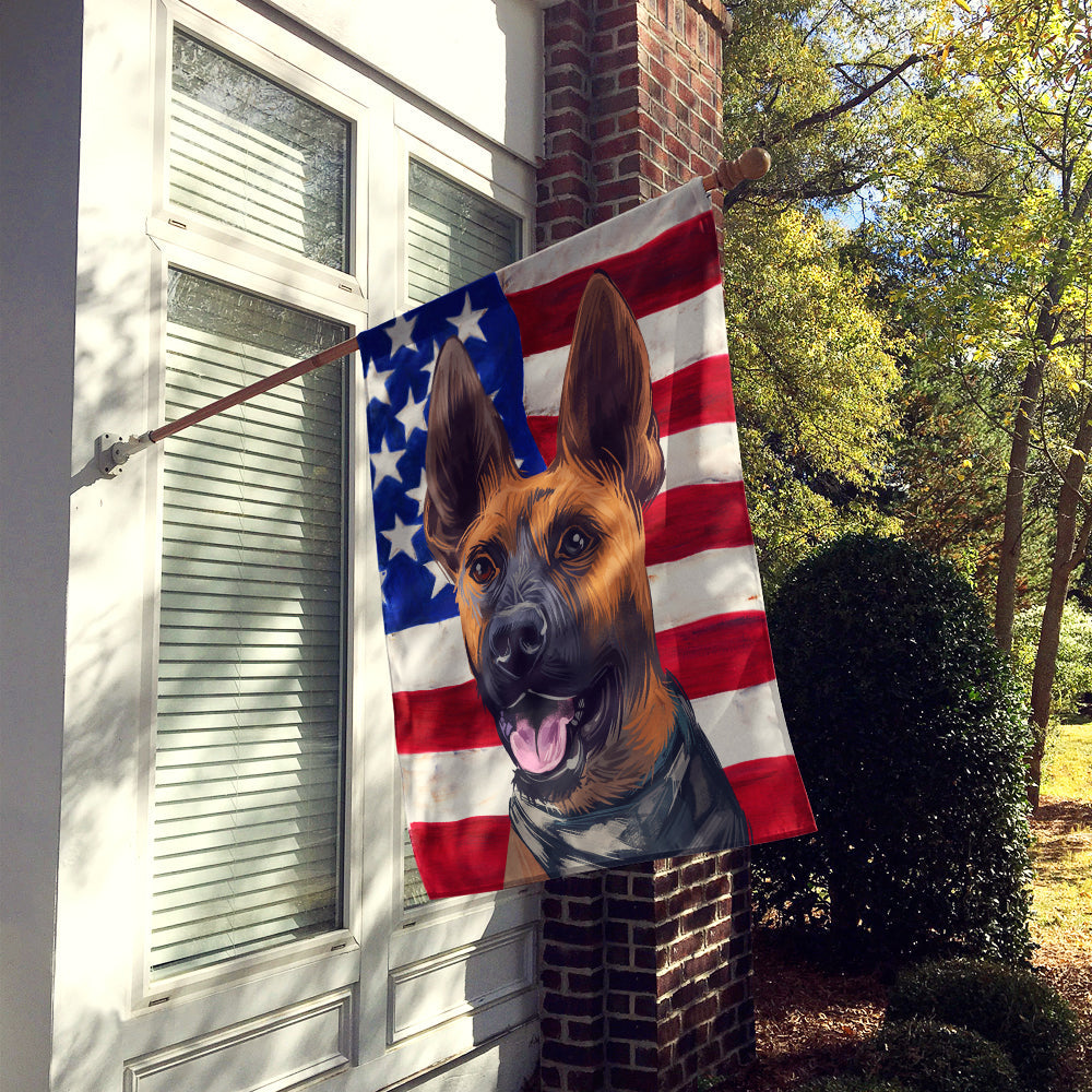 Plott Hound Dog American Flag House Flag 28x40 Porch Sleeve Pole Decorative Outside Yard Banner Artwork Wall Hanging, Polyester